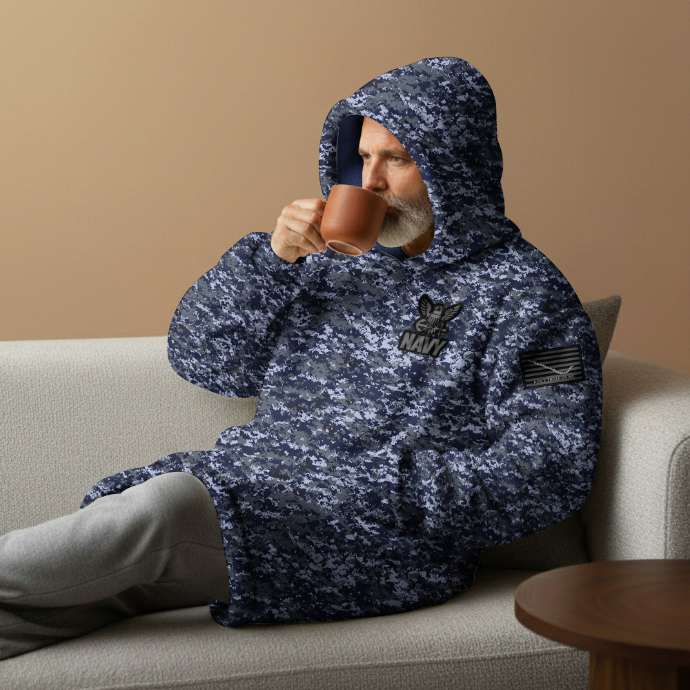 Navy Digital Type I Camouflage Blanket Hoodie
