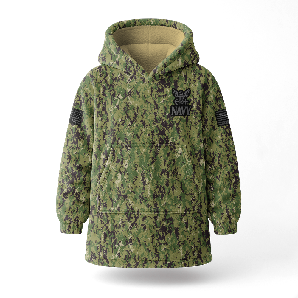 Navy Digital Type III Camouflage Blanket Hoodie