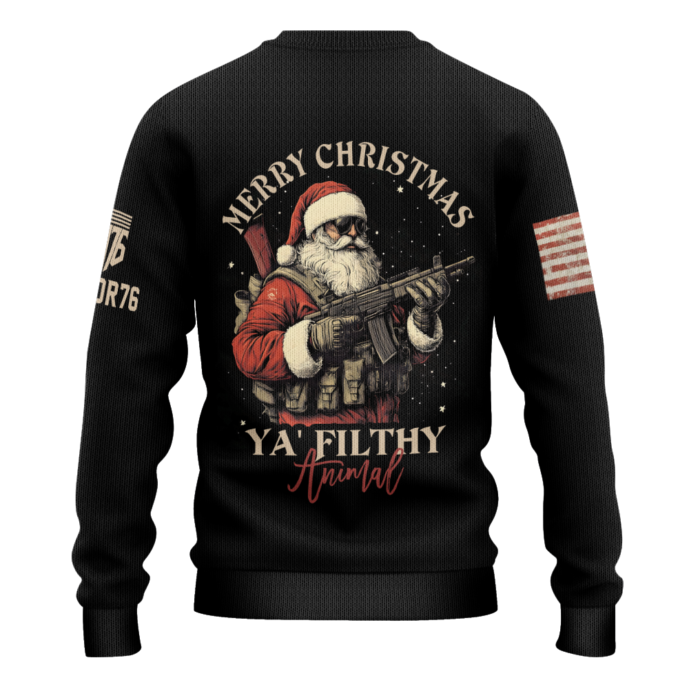 Merry Christmas Ya Filthy Animal Knitted Sweatshirt