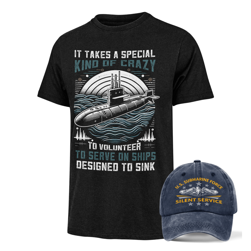 Navy Submarine Classic T-shirt & Washed Cap Combo