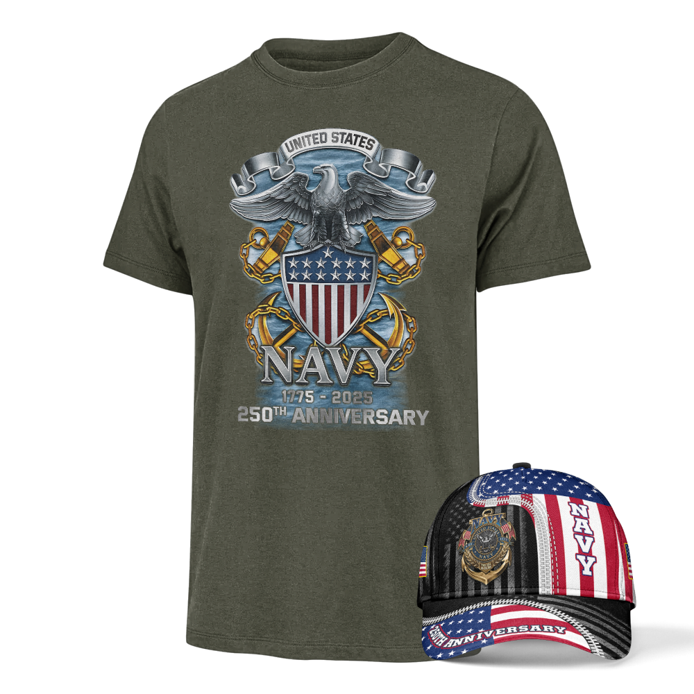 Navy 250th Anniversary Classic Cap & Classic Tee Combo