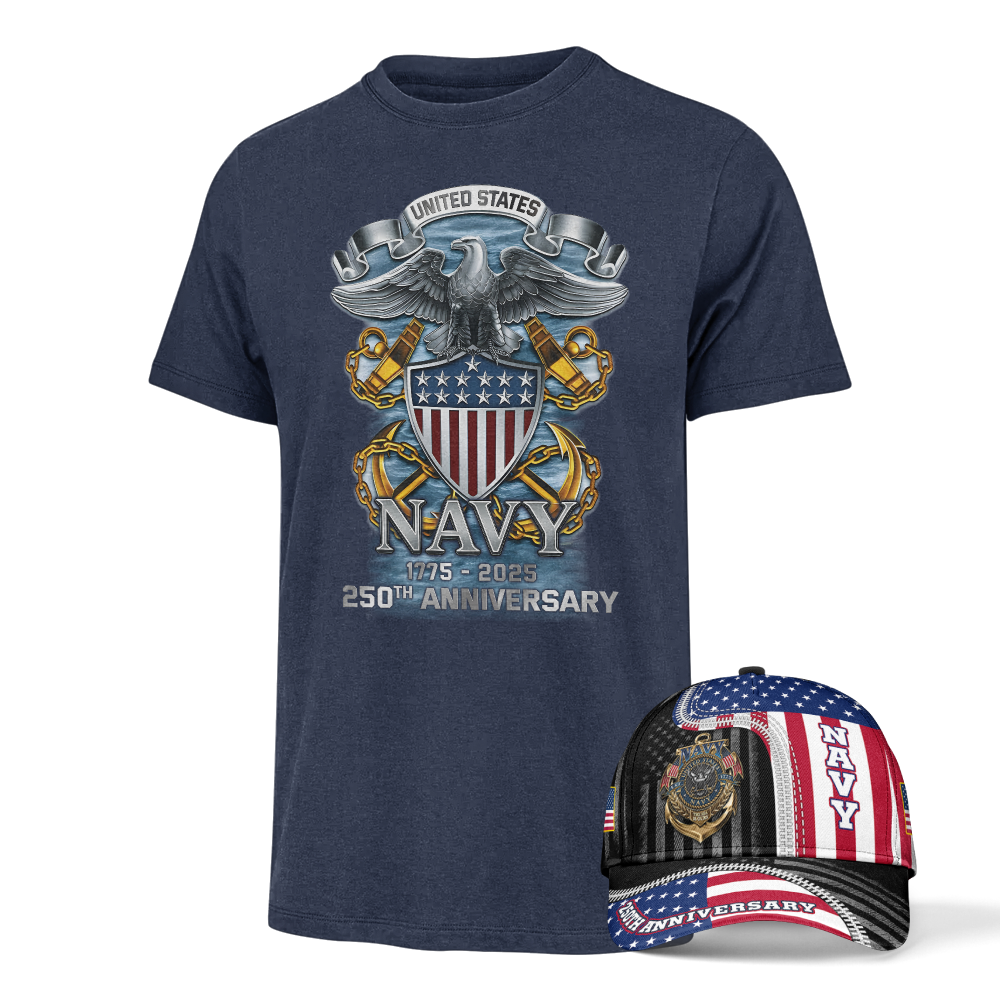 Navy 250th Anniversary Classic Cap & Classic Tee Combo