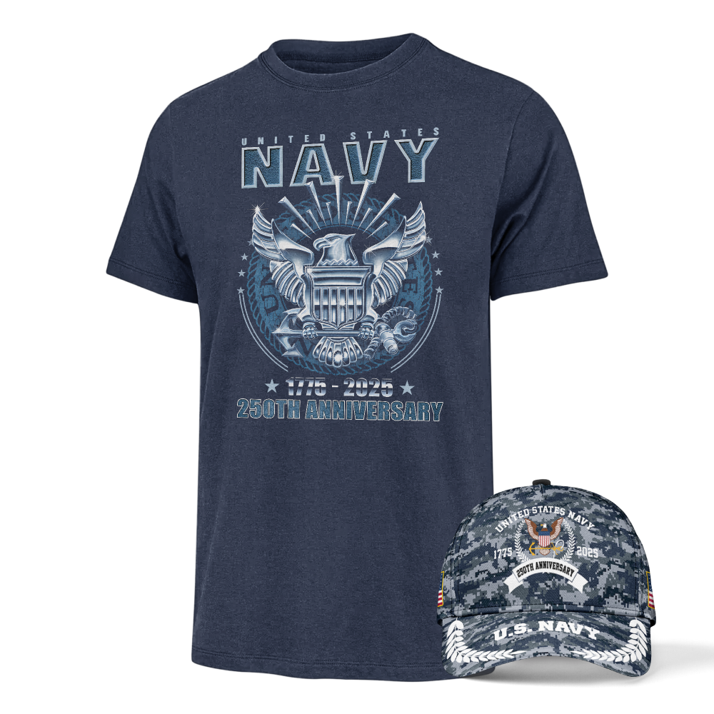 Navy 250th Anniversary Classic Tee & Classic Cap Combo