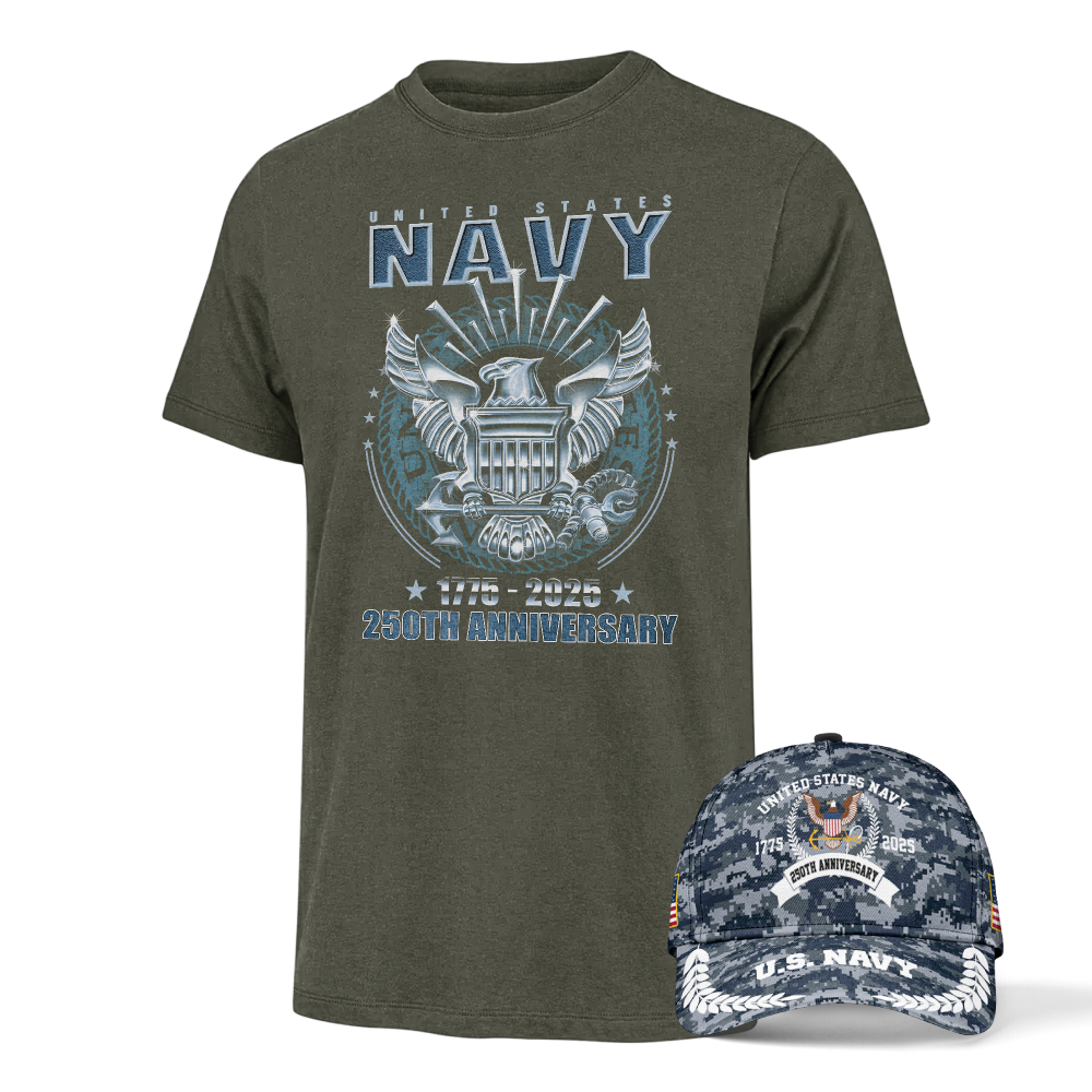 Navy 250th Anniversary Classic Tee & Classic Cap Combo