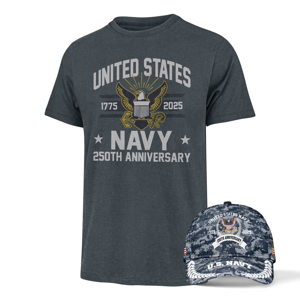 Navy 250th Anniversary Classic Tee & Classic Cap Combo