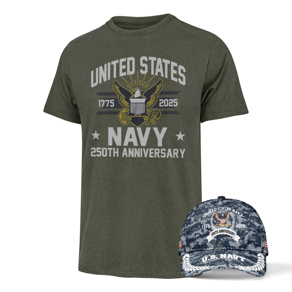 Navy 250th Anniversary Classic Tee & Classic Cap Combo