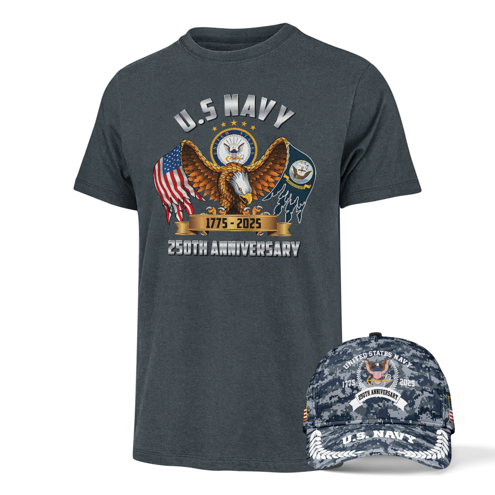 Navy 250th Anniversary Classic Tee & Classic Cap Combo