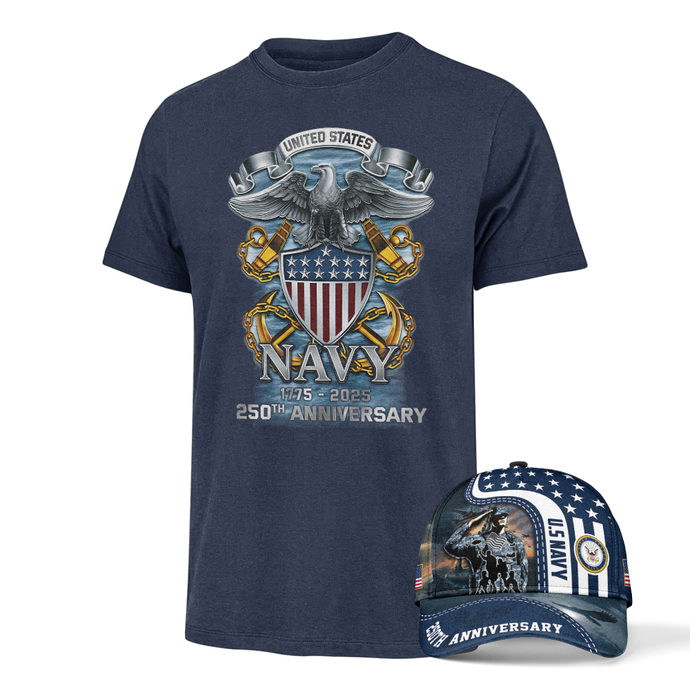 Navy 250th Anniversary Classic Cap & Classic Tee Combo