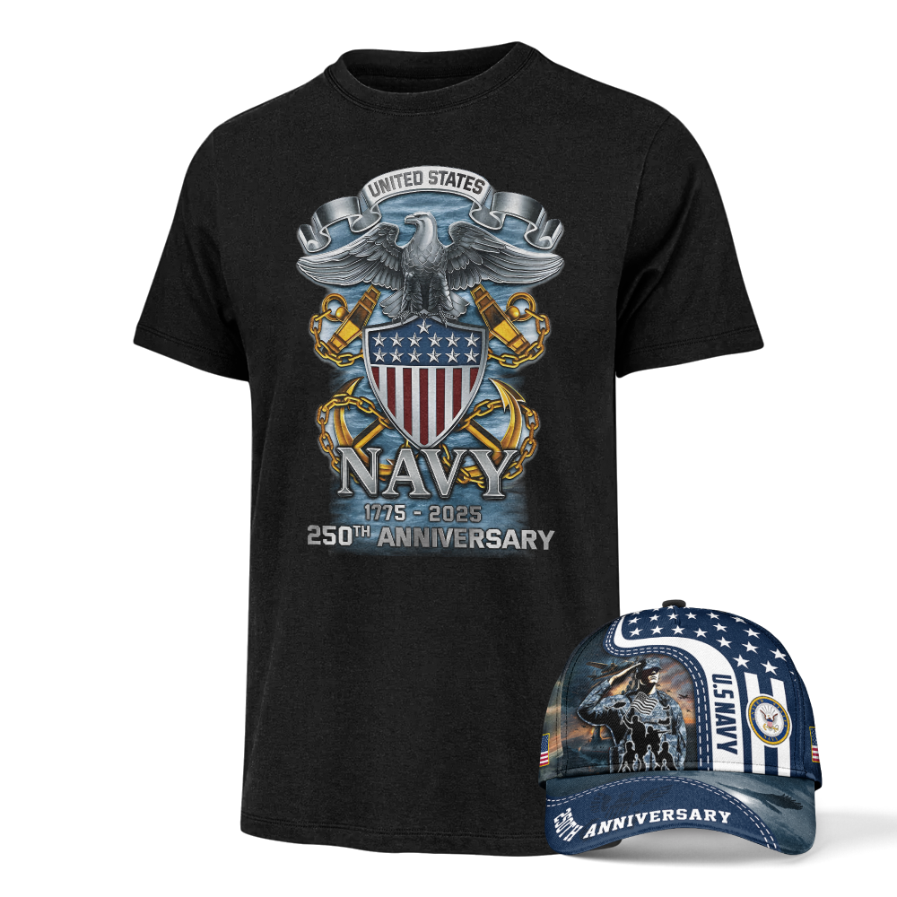 Navy 250th Anniversary Classic Cap & Classic Tee Combo