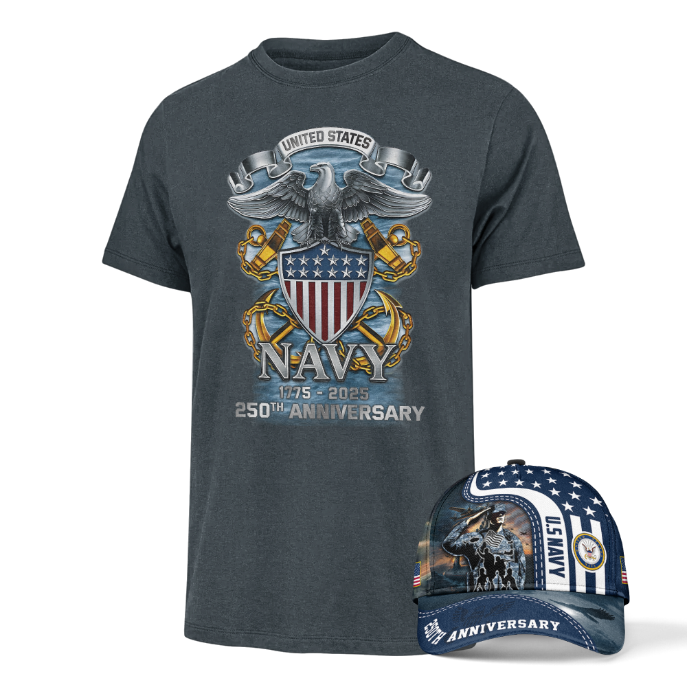 Navy 250th Anniversary Classic Cap & Classic Tee Combo