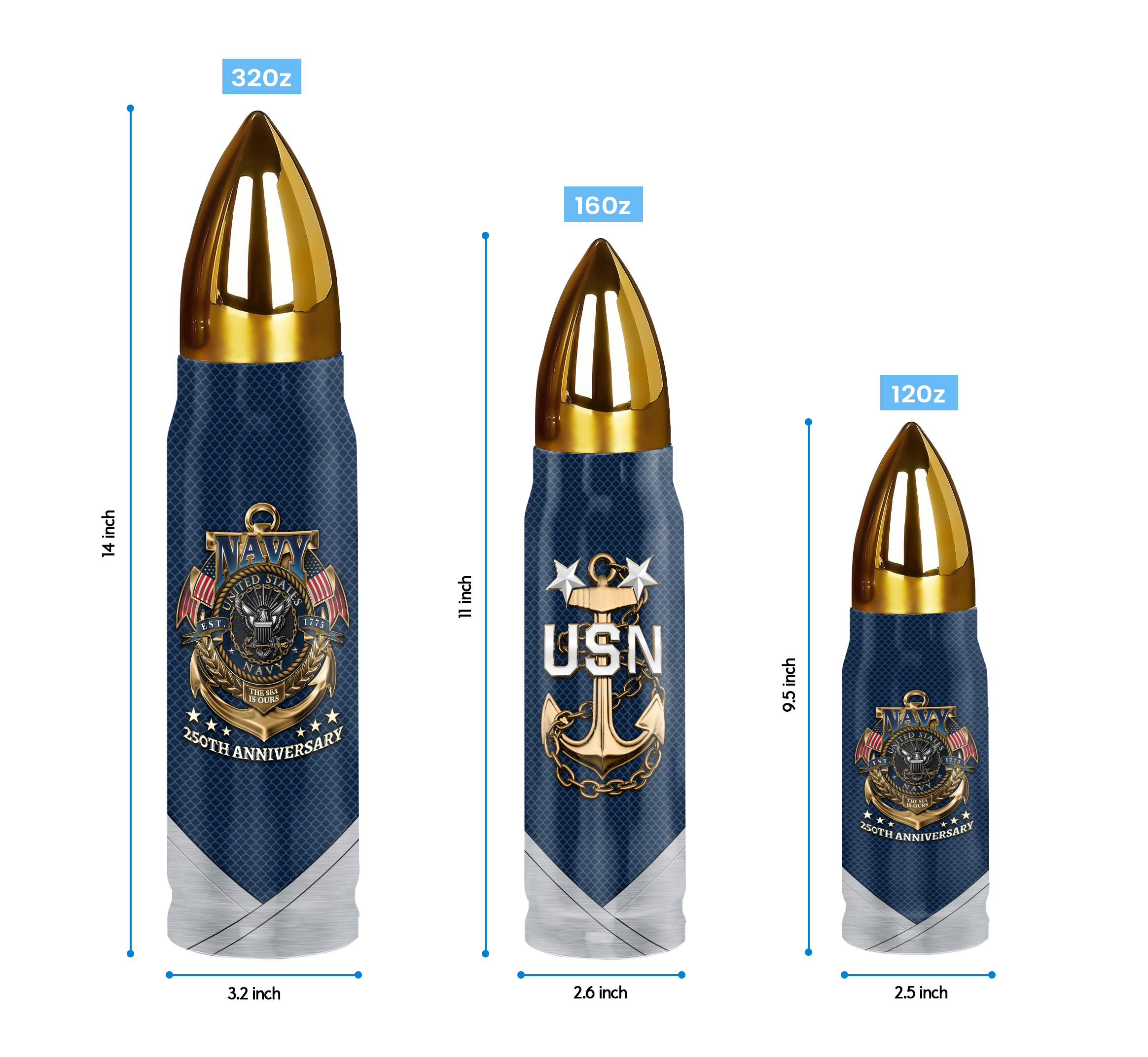 Navy 250th Anniversary Bullet Tumbler