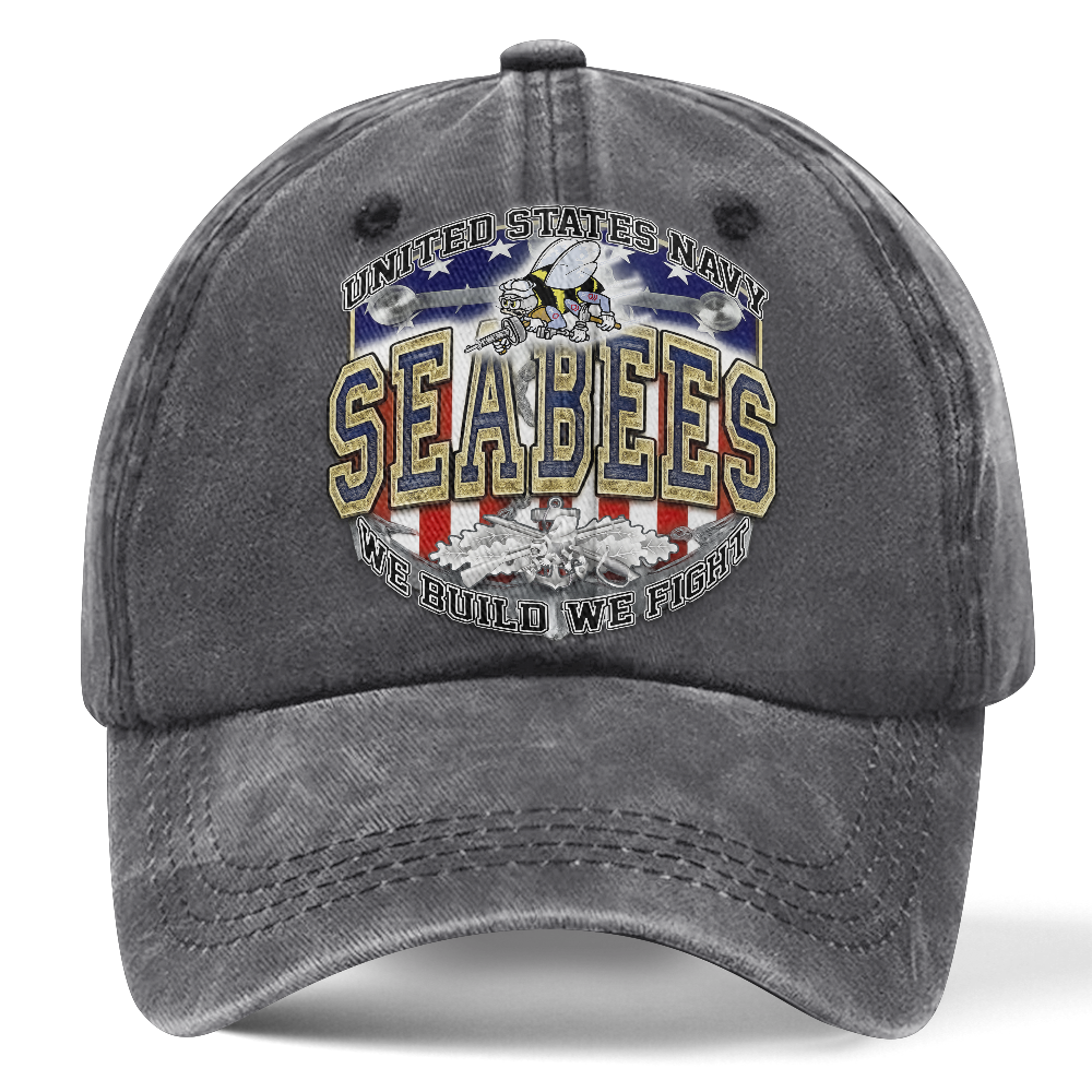 Personalizable Navy Seabee Washed Cap