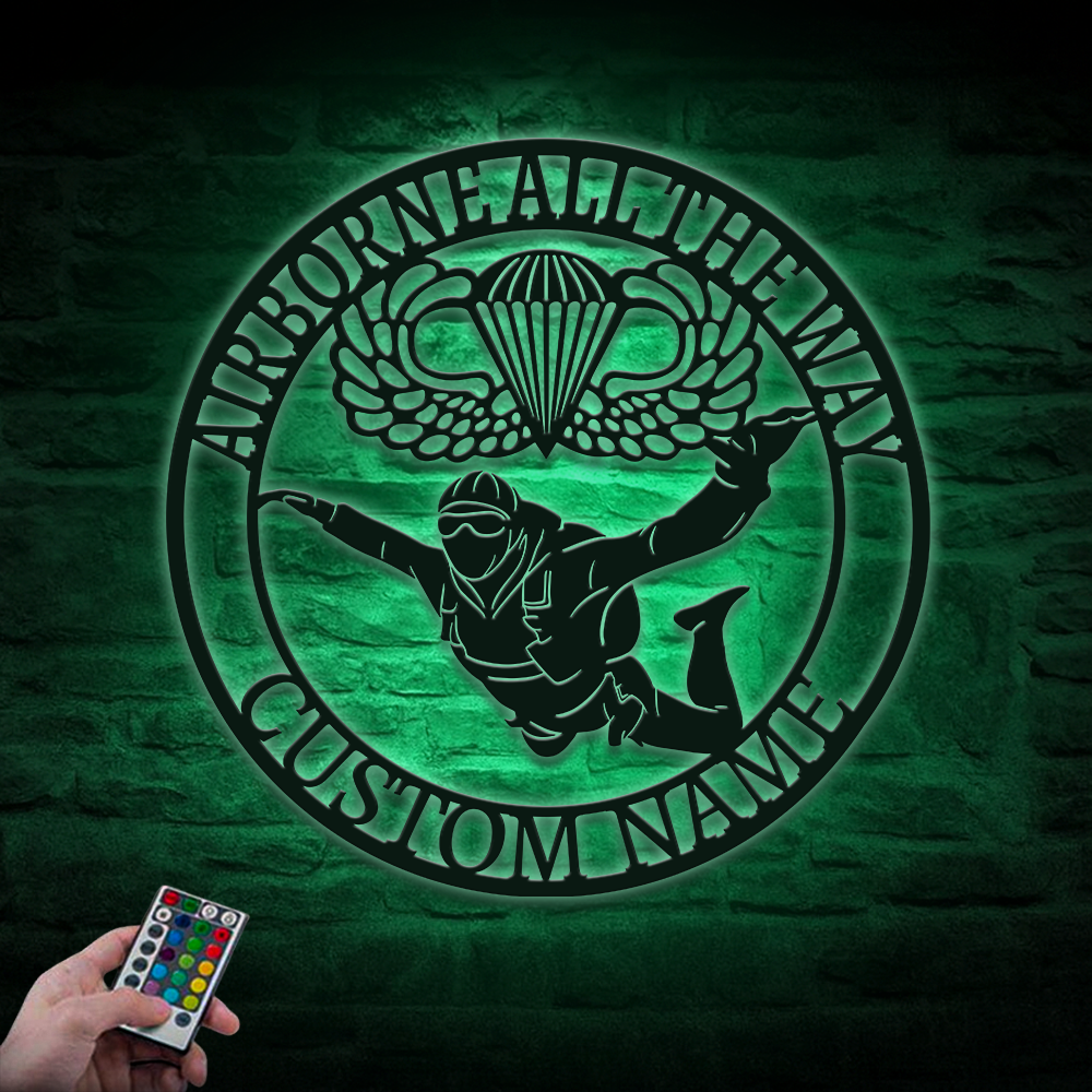 Personalized Airborne All The Way Metal Sign Wall Art