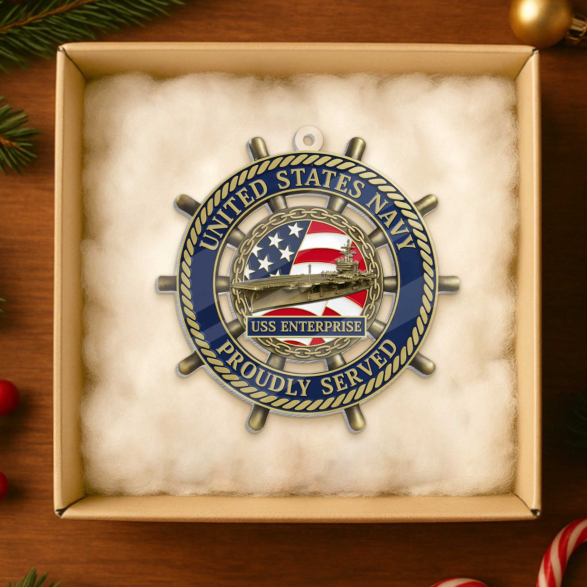 Personalizable Navy Ship Acrylic Ornament