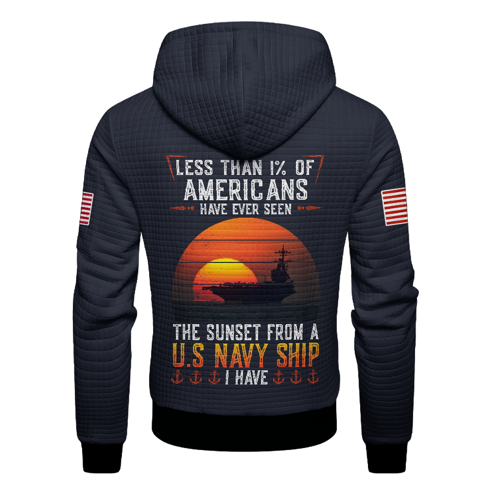 Personalizable Less Than 1% Navy Ship Waffle Hooded Jacket