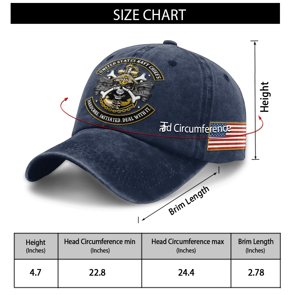 Personalizable Navy Chiefs Hardcore Initiated Deal With It Washed Cap