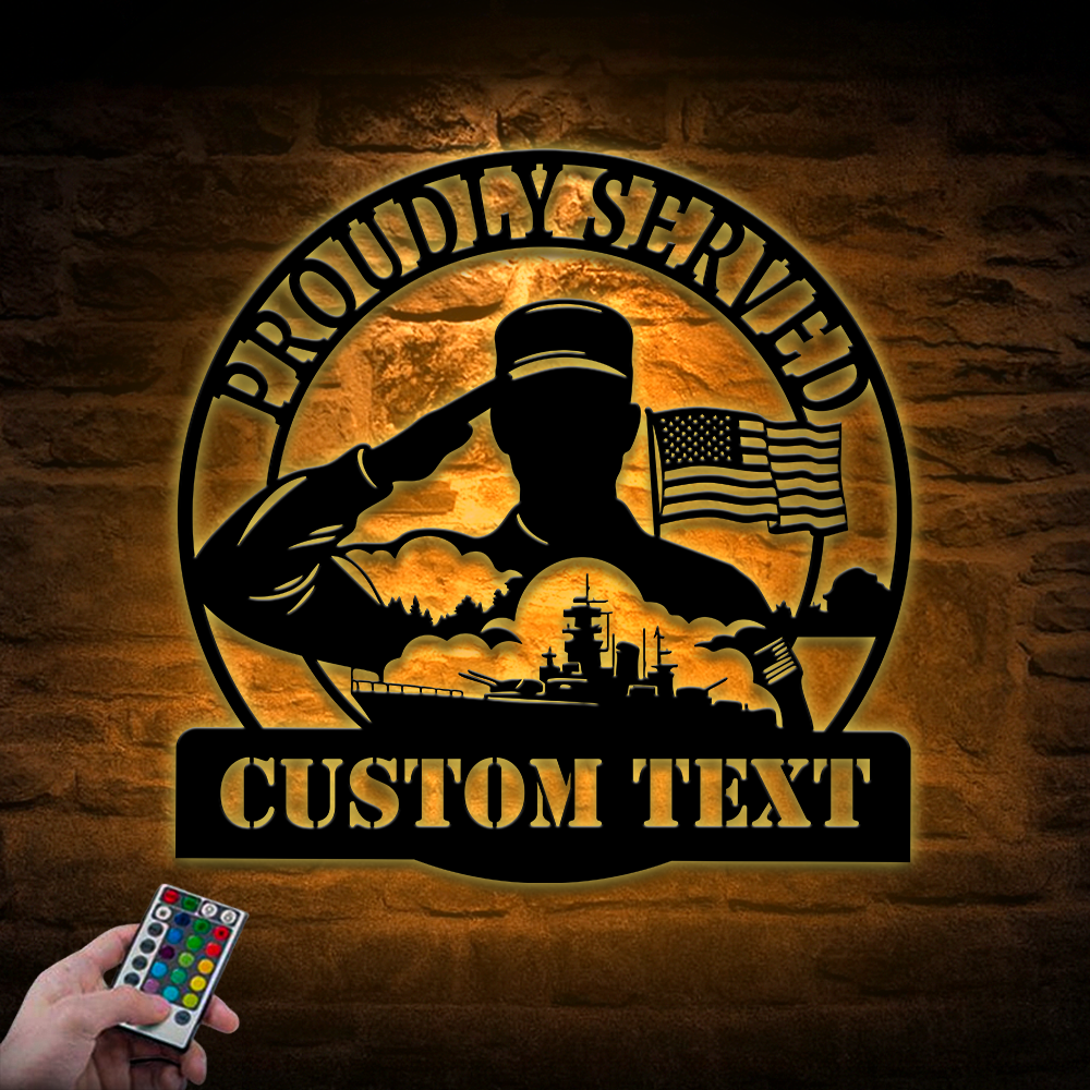 Personalized Navy Proudly Served Metal Sign Wall Art