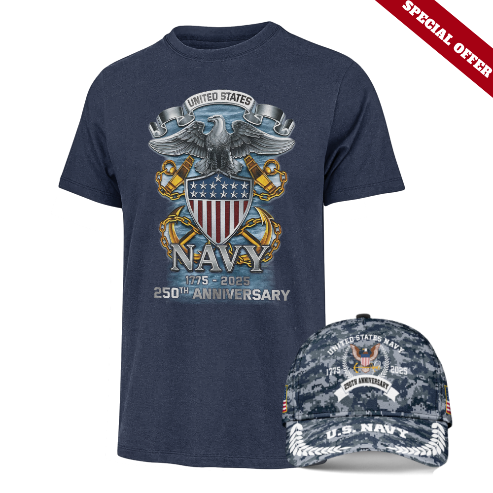 Navy 250th Anniversary Classic Cap & Classic Tee Combo