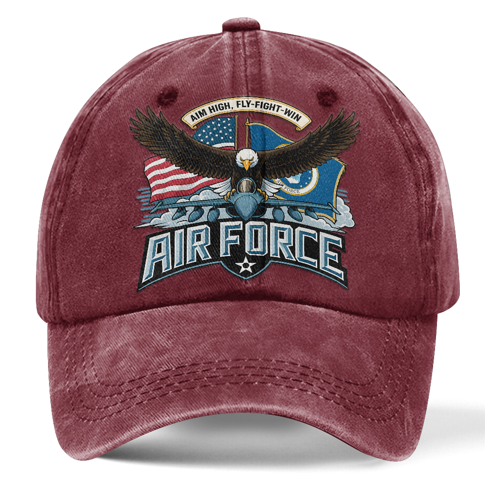 Personalizable Air Force Fly Fight Win Washed Cap