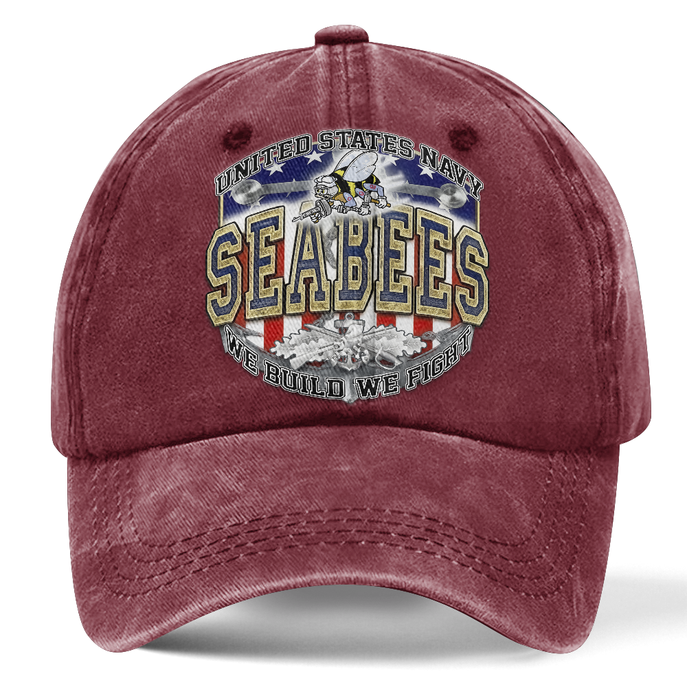 Personalizable Navy Seabee Washed Cap