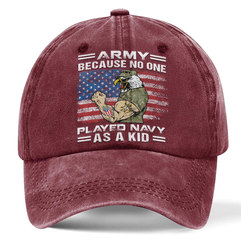 Personalizable Army Because No One Played Navy As A Kid Washed Cap