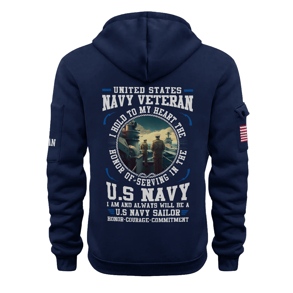 Navy Honor Courage Commitment Quarter Zip Hoodie