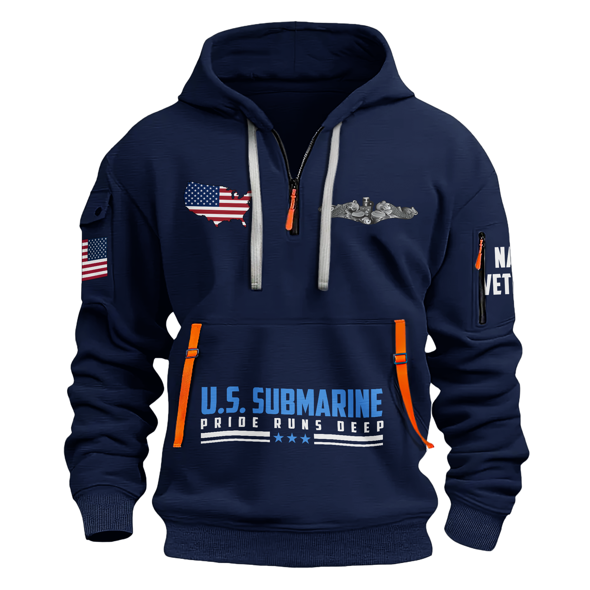 Navy Submarine Quarter Zip Hoodie