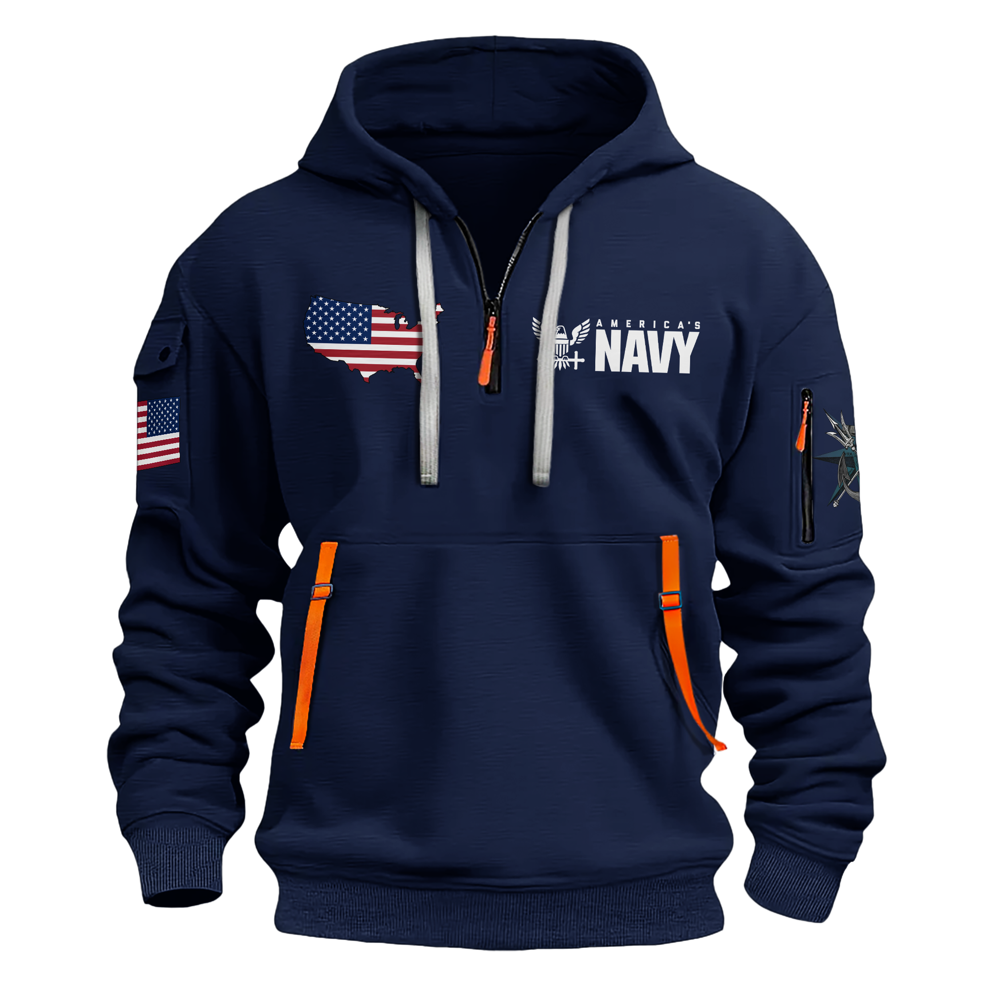 Navy Shellback Ancient Order Of The Deep Quarter Zip Hoodie