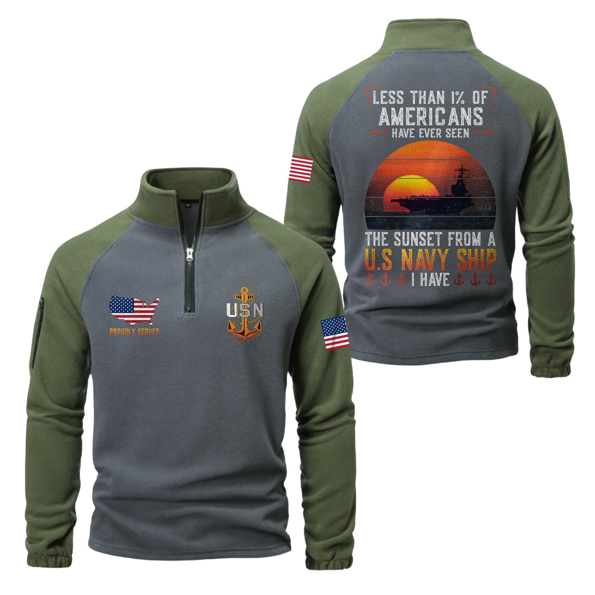 Less Than 1% Navy Ship Half-Zip Raglan Sweatshirt