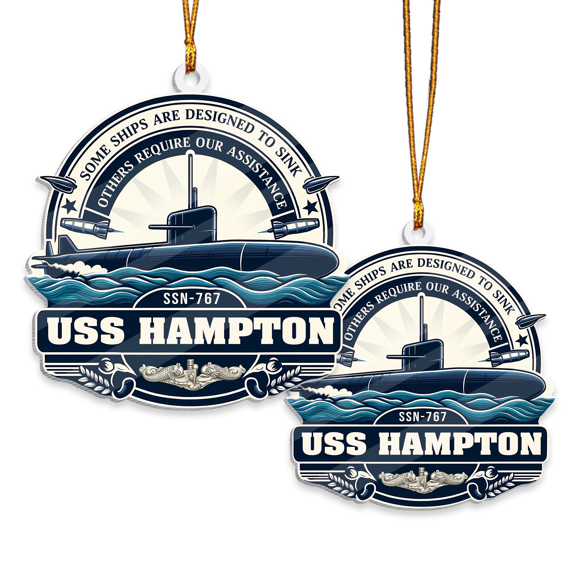 Personalizable Navy Submarine Some Ships Are Designed To Sink Acrylic Ornament