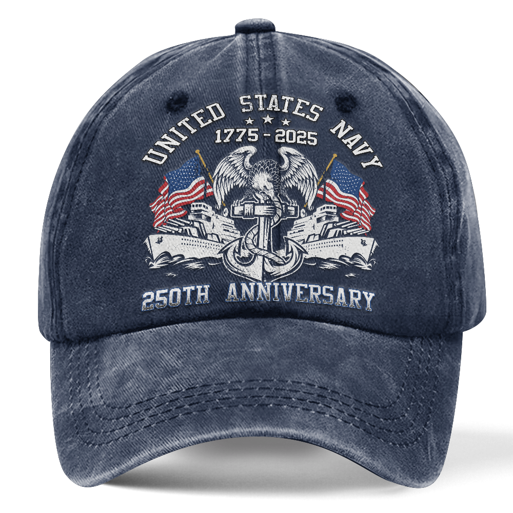 Personalizable Navy 250th Anniversary Washed Cap