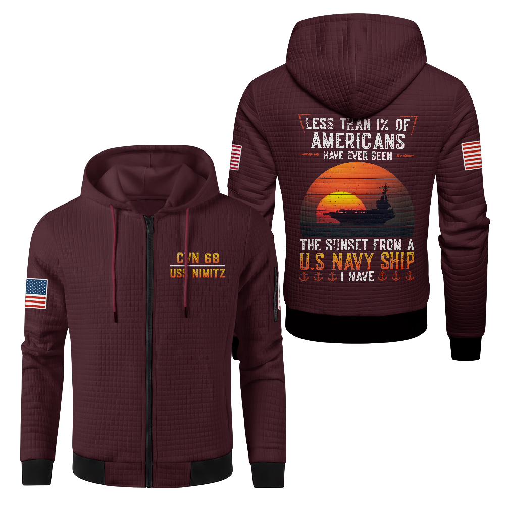 Personalizable Less Than 1% Navy Ship Waffle Hooded Jacket