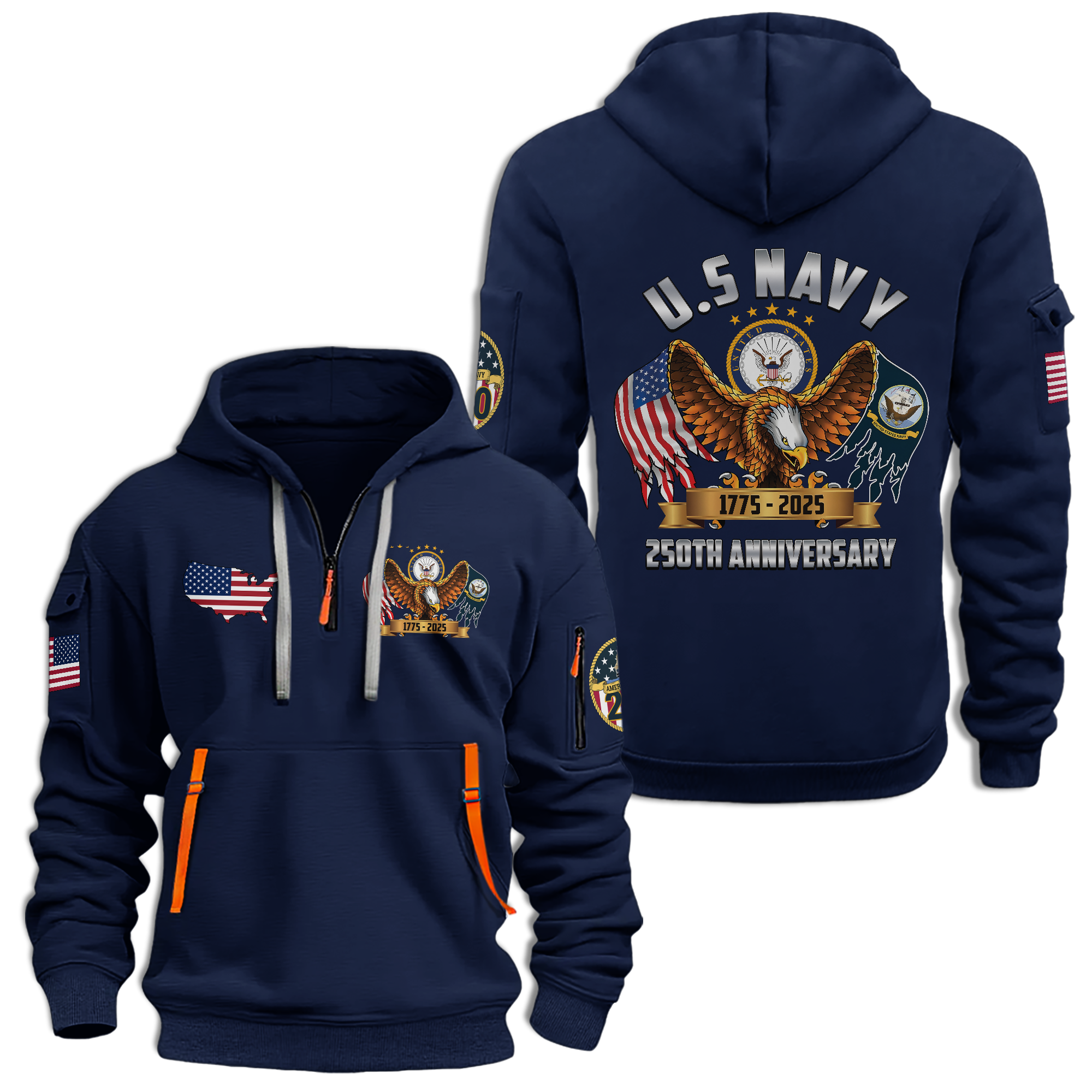 Navy 250th Anniversary Quarter Zip Hoodie