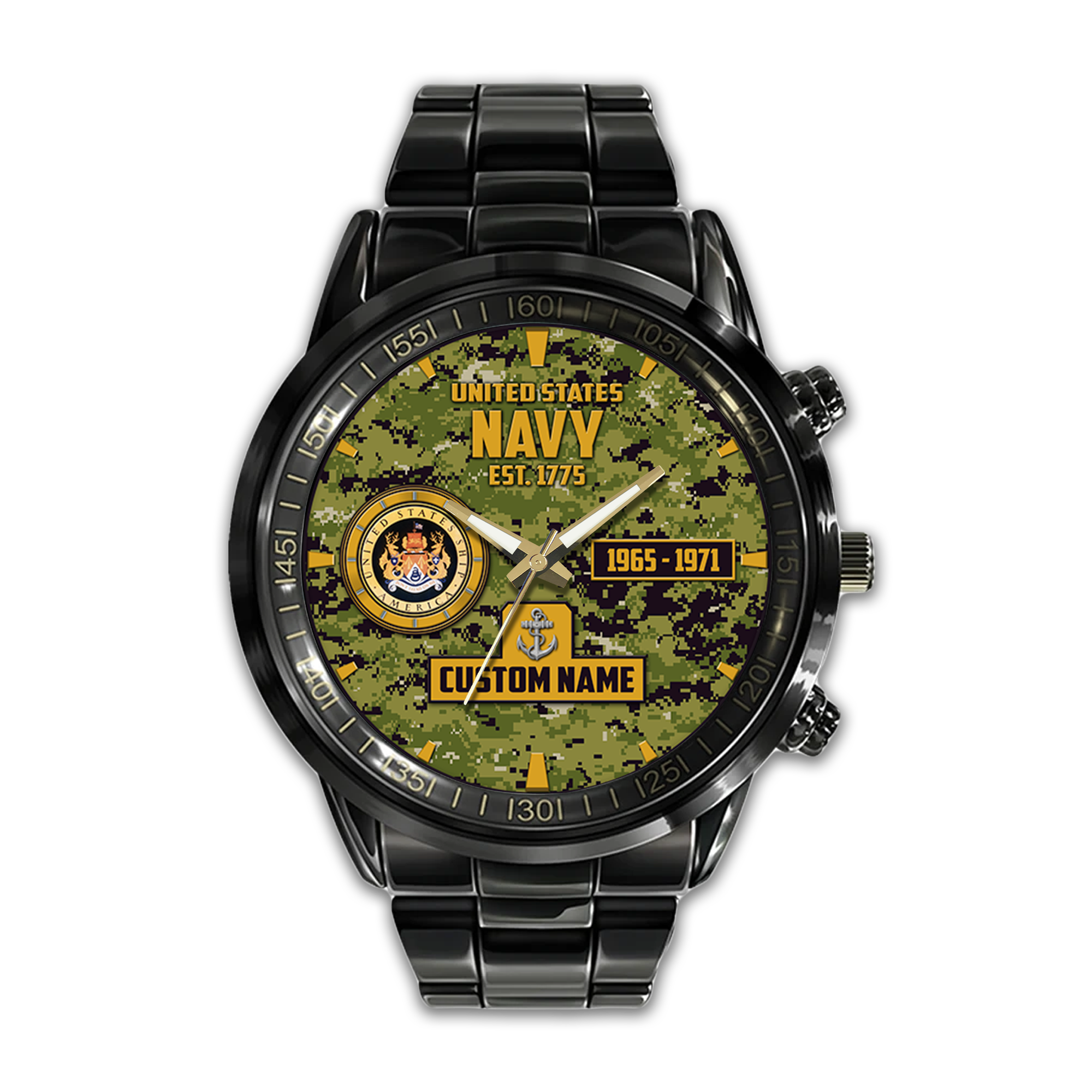 Personalizable Navy Aircraft Carrier Stainless Steel Watch