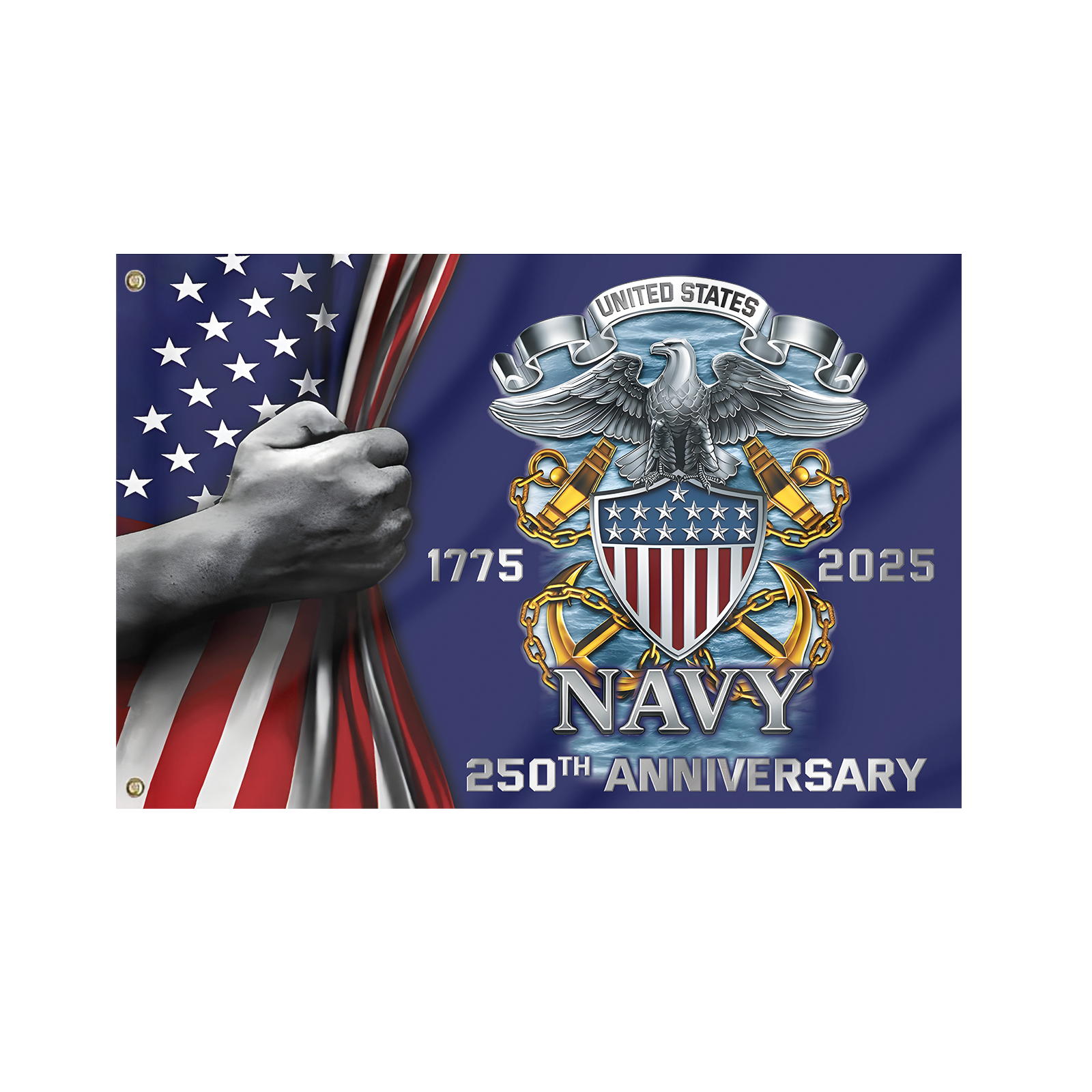 Navy 250th Anniversary House Flag