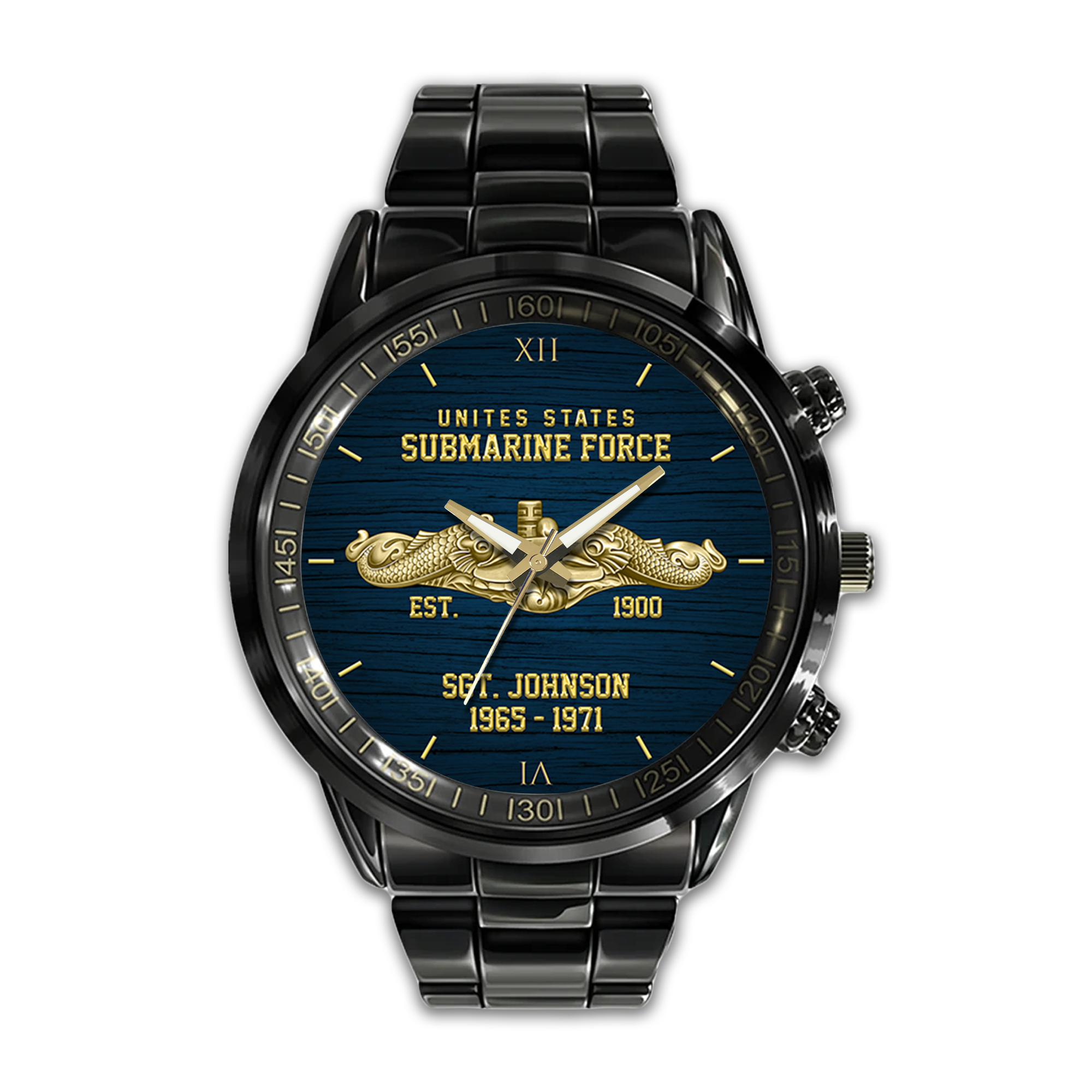 Personalizable Navy Submarine Stainless Steel Watch