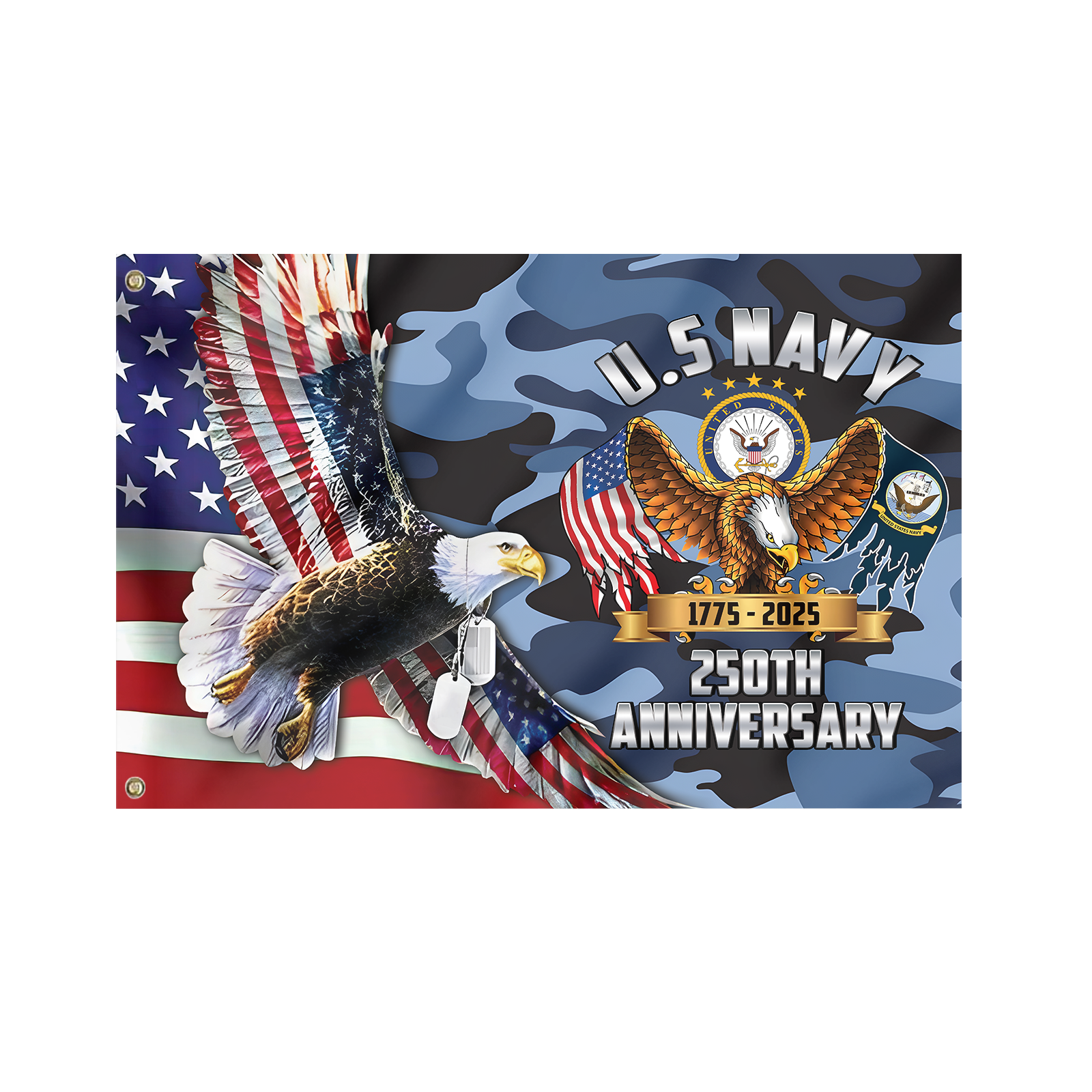 Navy 250th Anniversary House Flag