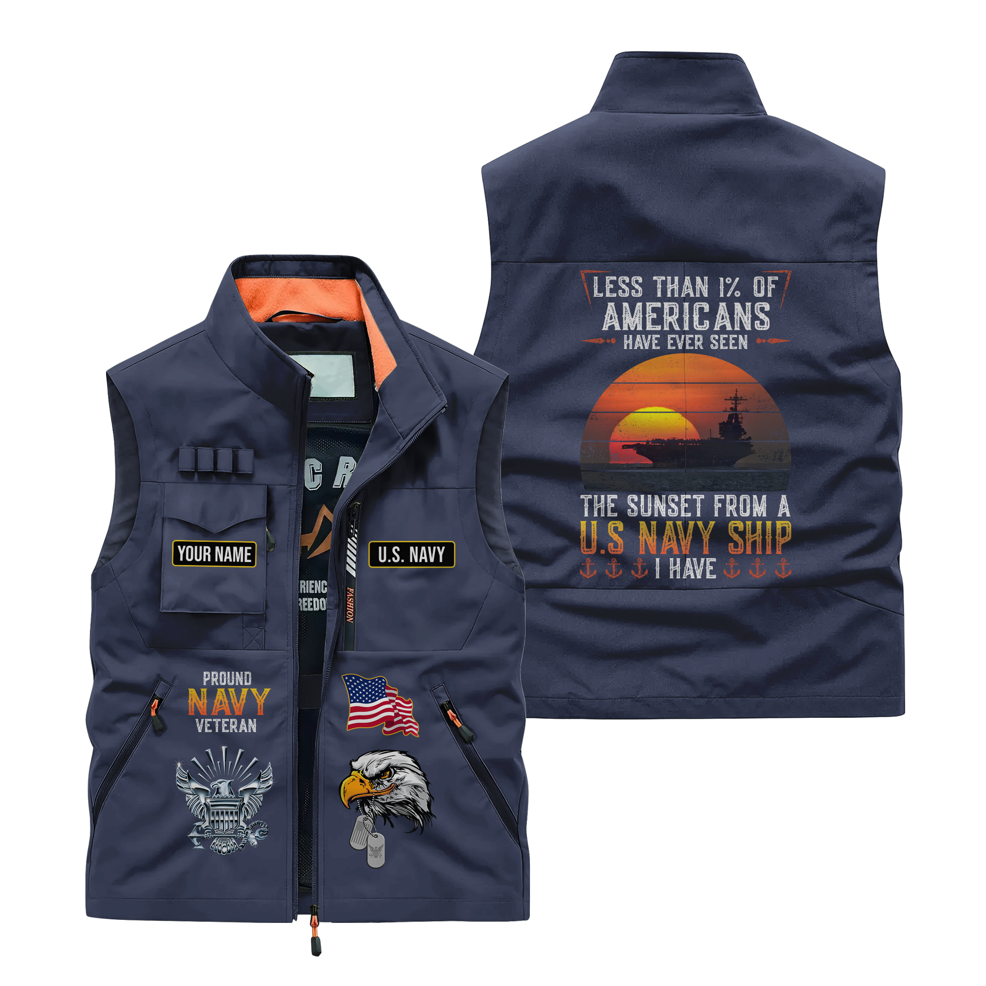 Personalizable Less Than 1% Navy Ship Pocket Vest