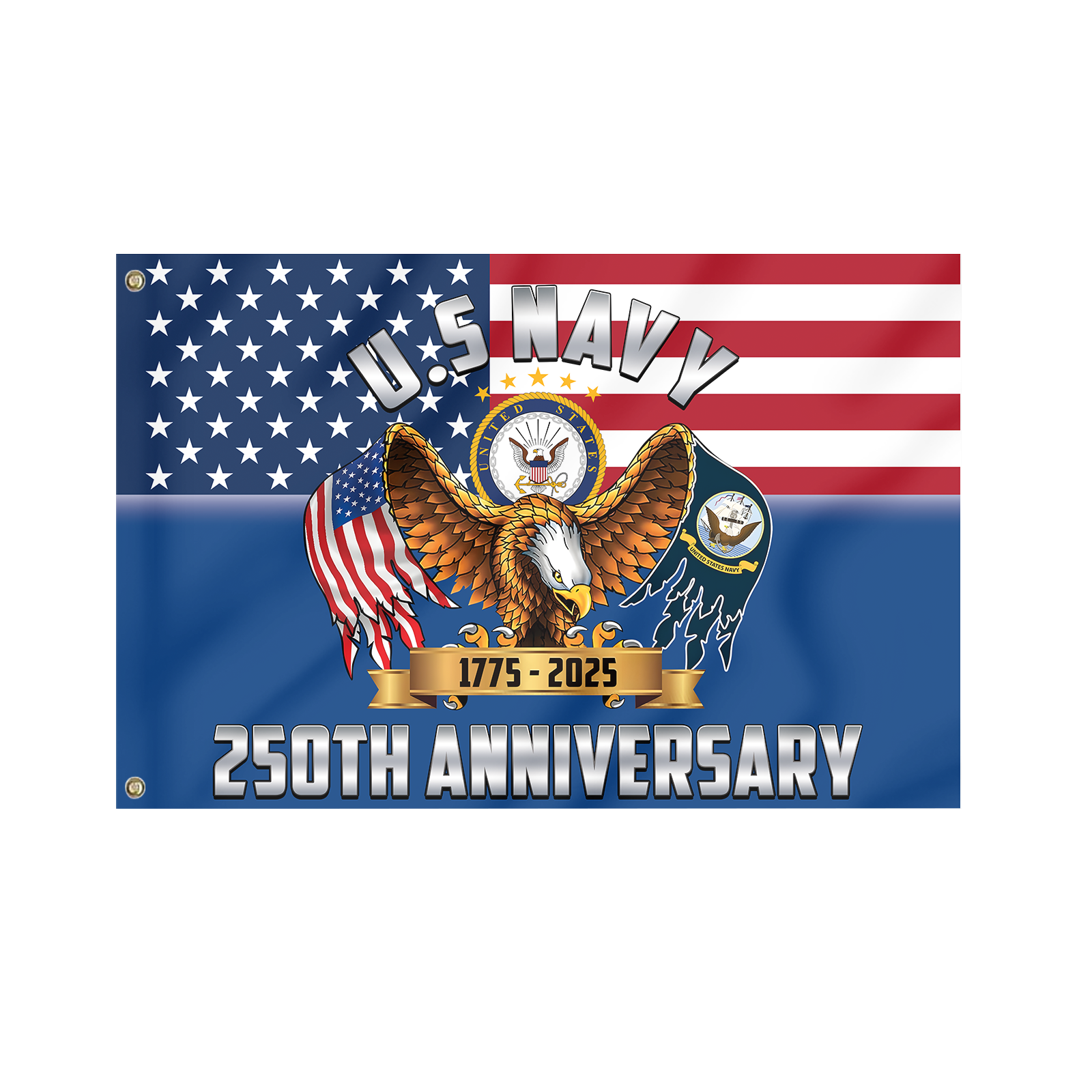 Navy 250th Anniversary House Flag
