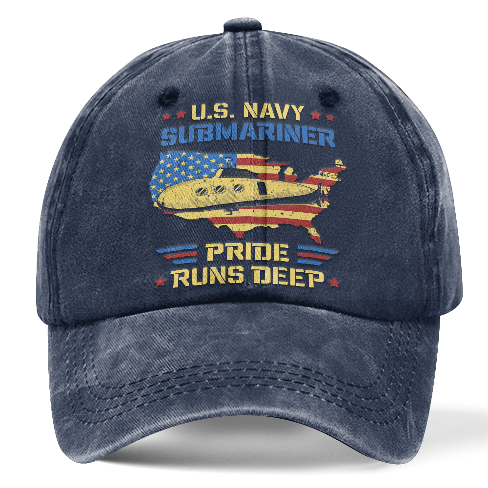 Navy Submarine Washed Cap