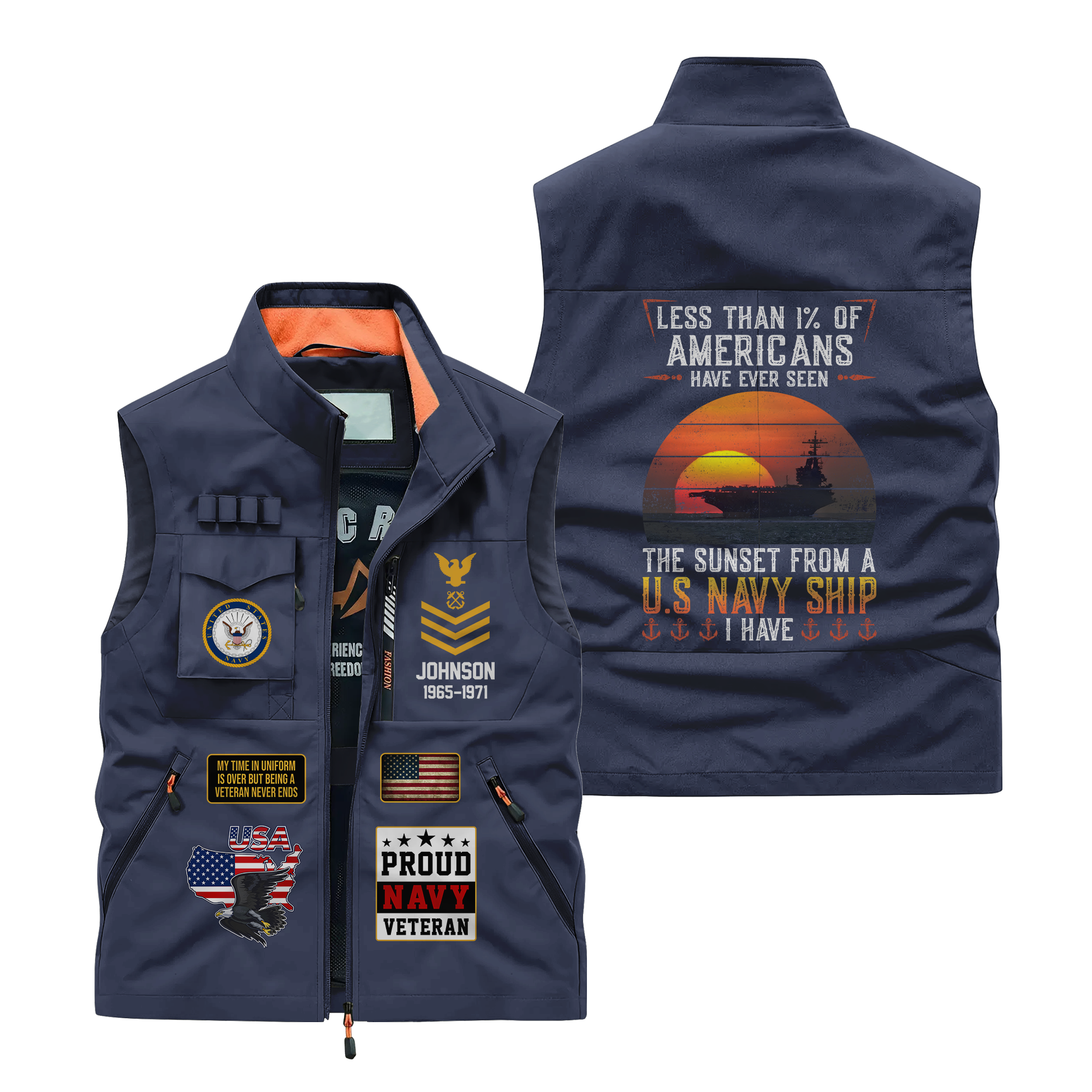 Personalizable Less Than 1% Navy Ship Pocket Vest
