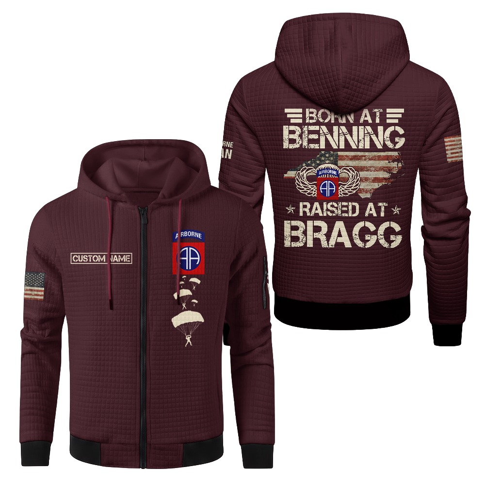 Personalizable Born At Benning Waffle Hooded Jacket