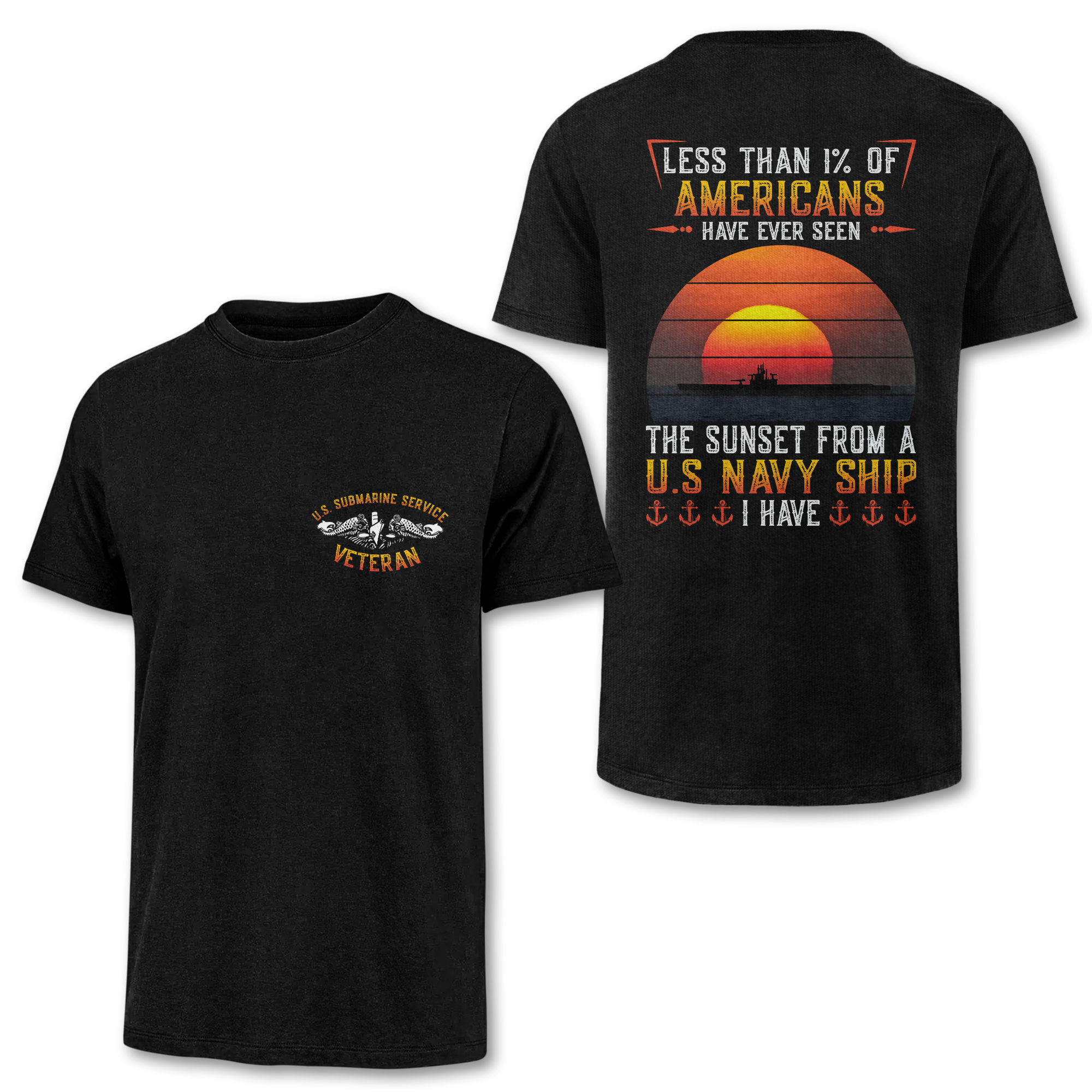 Navy Submarine Less Than 1% Navy Ship Double Side Classic T-shirt