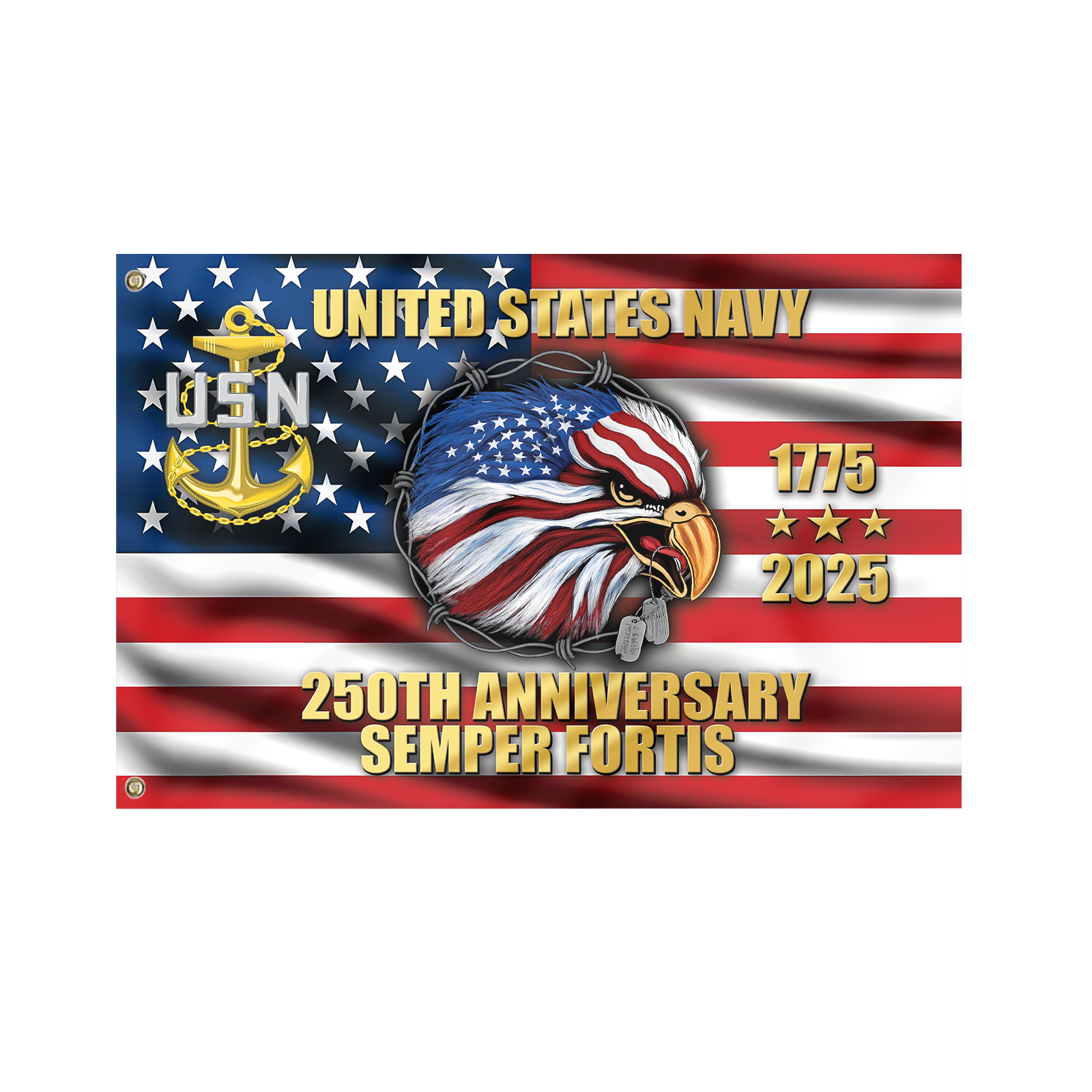 Navy 250th Anniversary House Flag