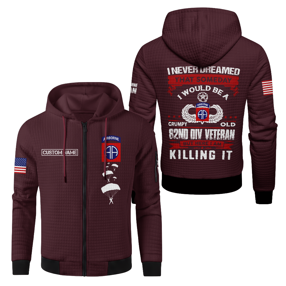 Personalizable 82nd Airborne Waffle Hooded Jacket