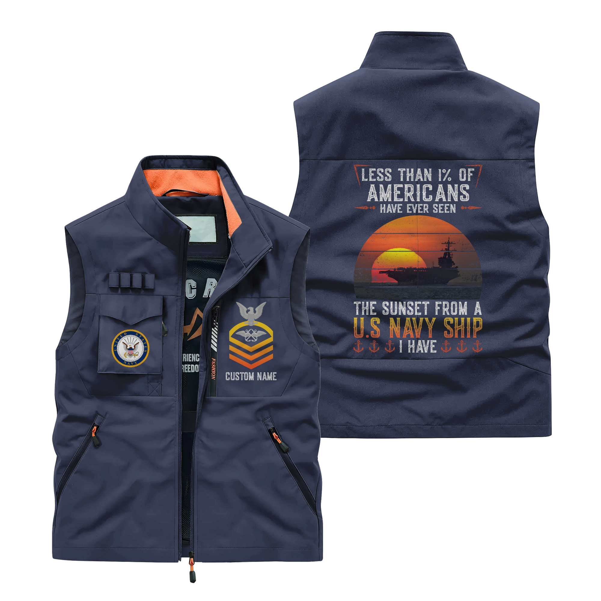 Personalizable Less Than 1% Navy Ship Pocket Vest