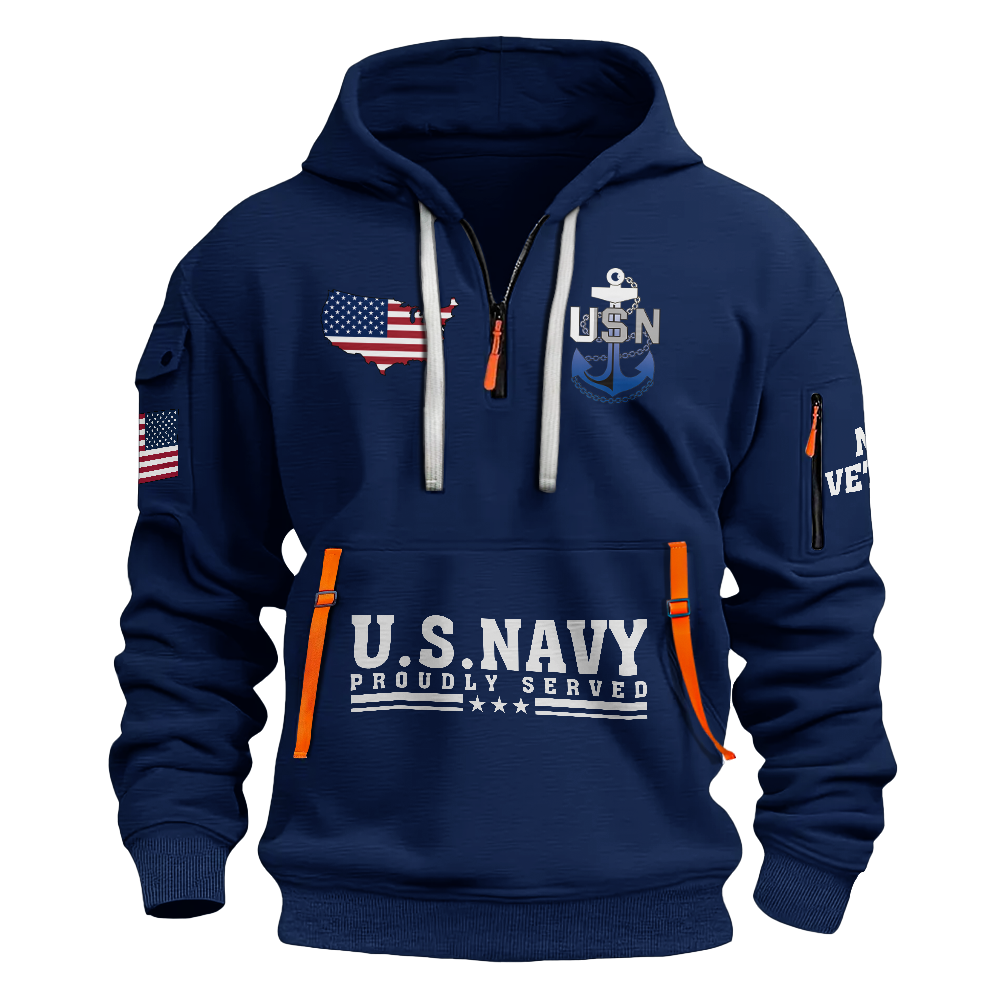 Navy Honor Courage Commitment Quarter Zip Hoodie