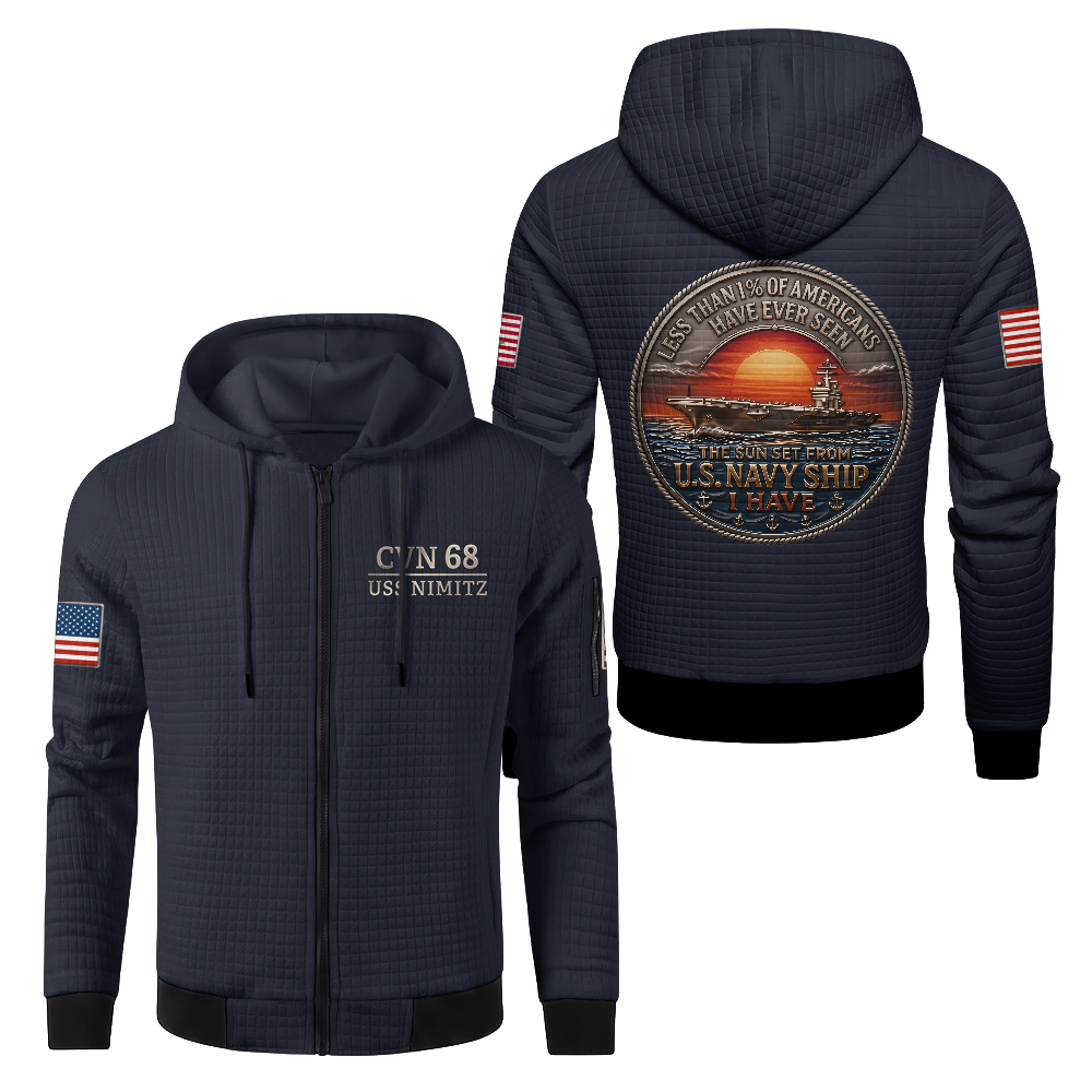 Personalizable Less Than 1% Navy Ship Waffle Hooded Jacket