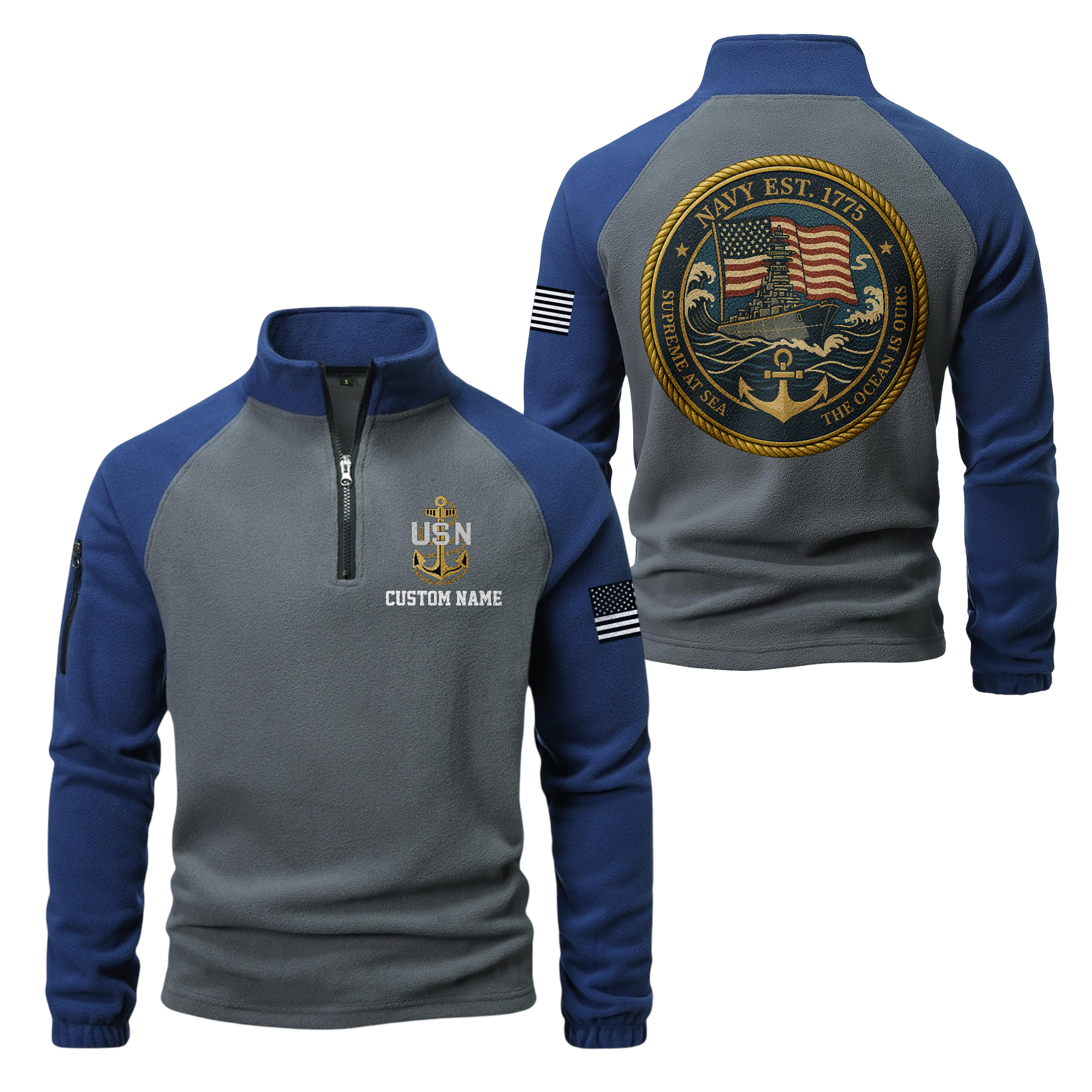 Personalizable The Ocean Is Ours Half-Zip Raglan Sweatshirt