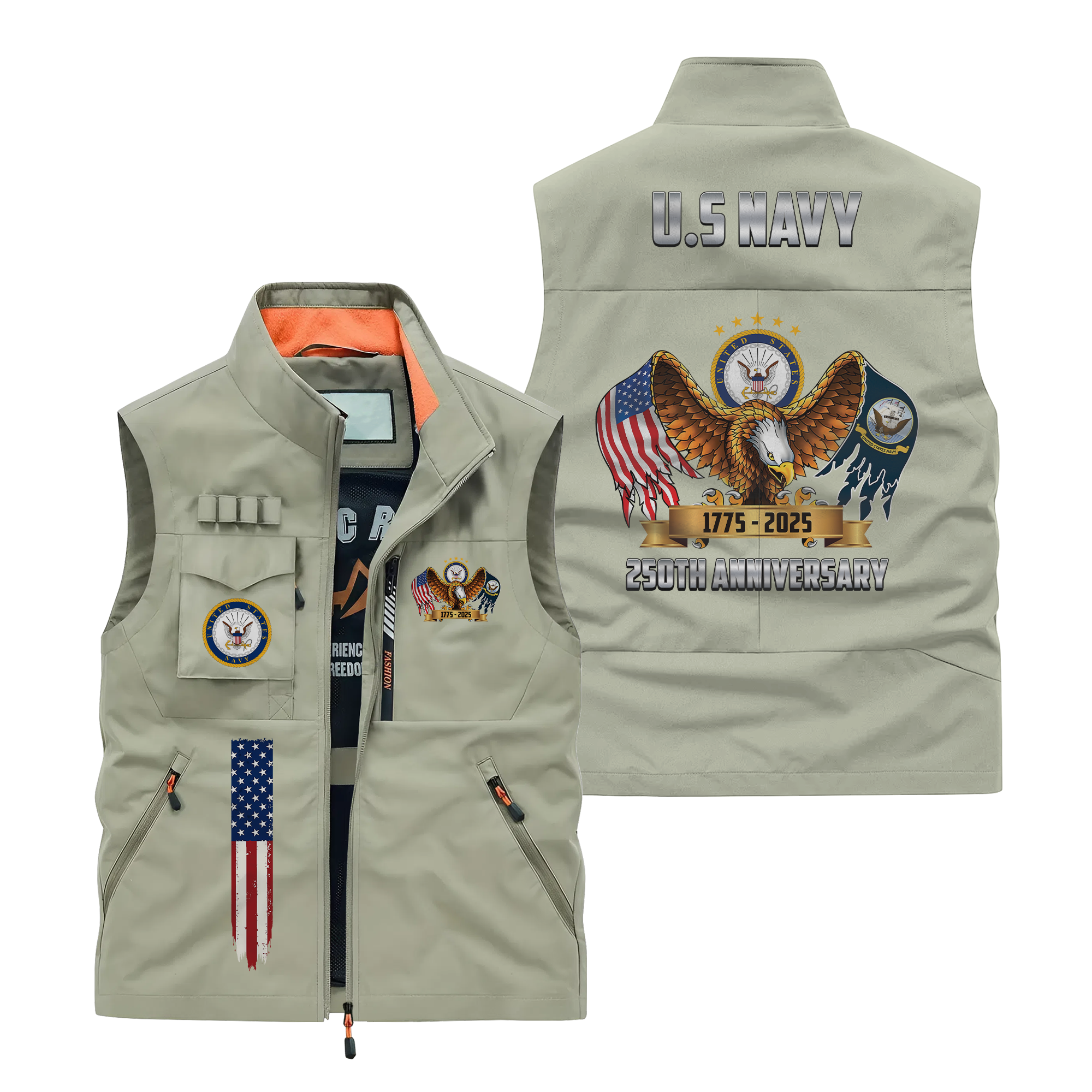 Navy 250th Anniversary Pocket Vest